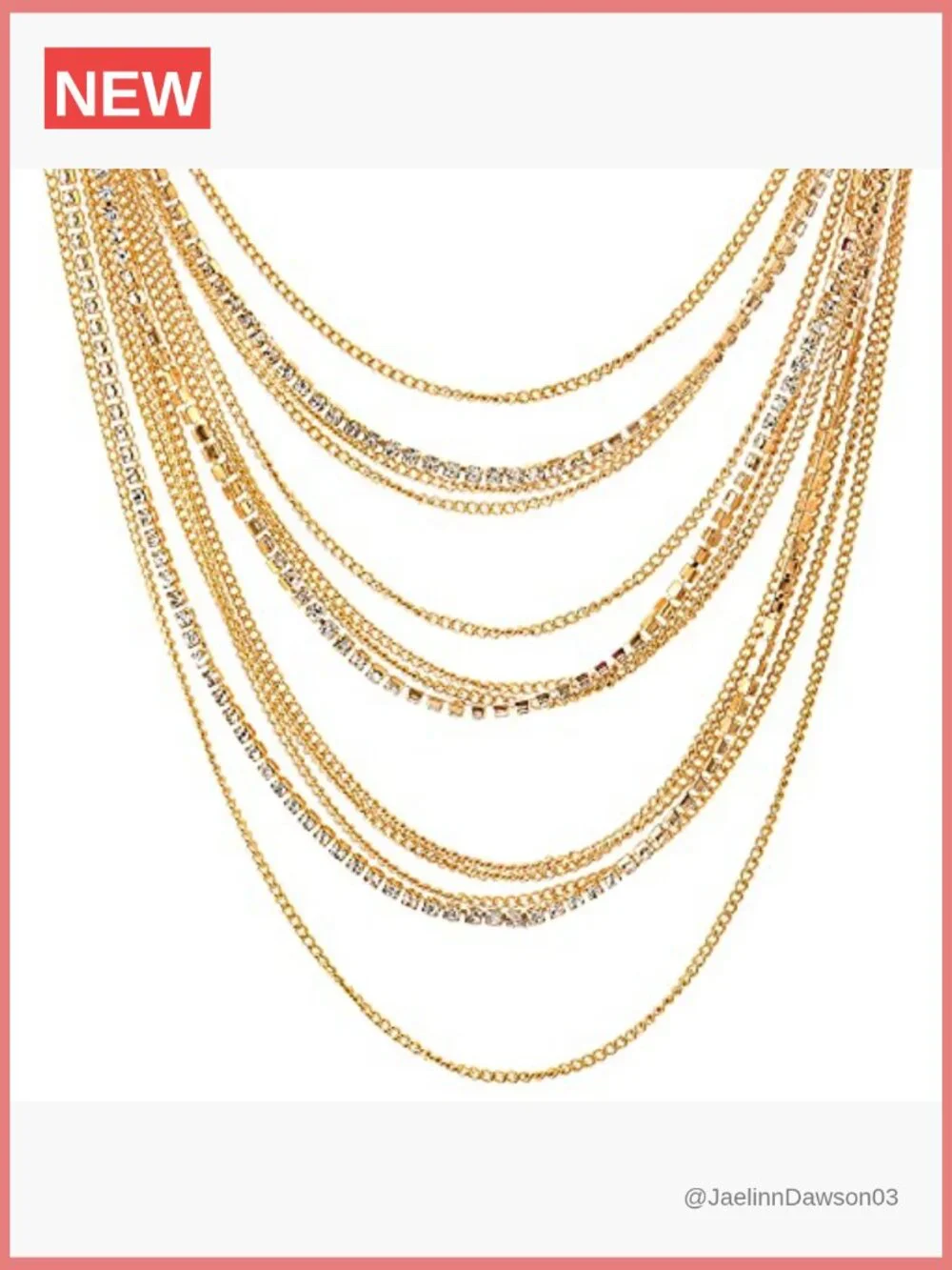 Multi-Strand Rhinestone Chain Collar Necklace, Layered Statement Party Jewelry